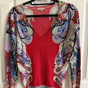 Etro Multicolor Paisley V-Neck sweater